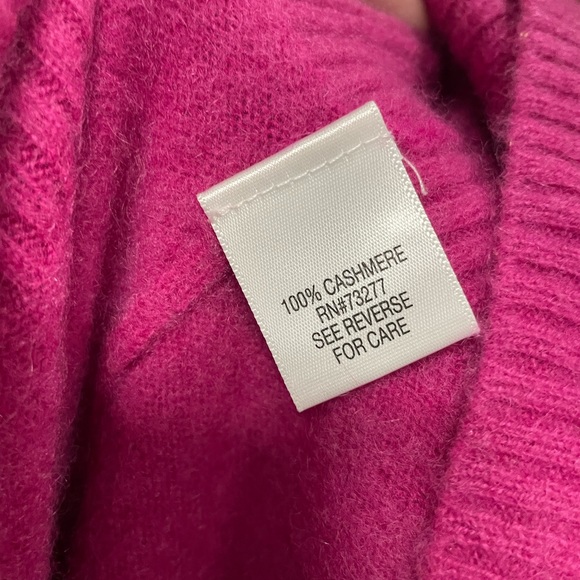 Apt 9 hot pink Barbie core 100% cashmere sweater top large - Picture 7 of 7